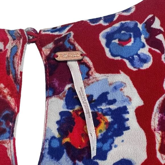 Free People Glow Up Mini Dress Red & Blue Floral Size 6 - Picture 10 of 10